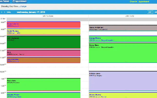 Colour coded appointment: dental software features