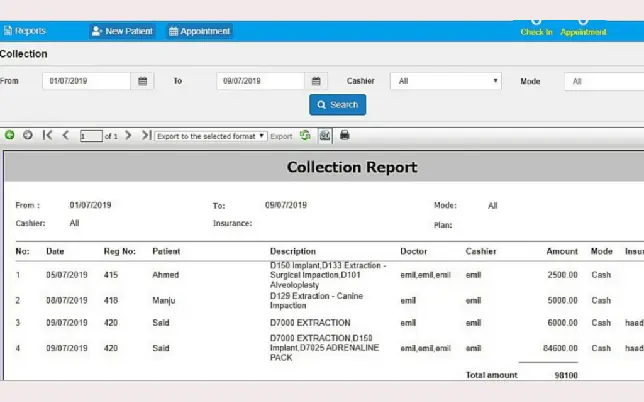 Dental report printing